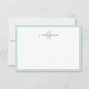 Carte De Correspondance Monogramme vert typographique classique moderne