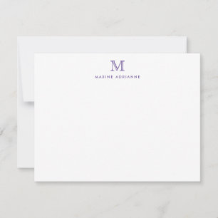 Carte De Correspondance Monogramme Violet Violet Fille Chic Formal Élégant