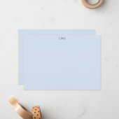 Carte De Correspondance Monogrammed Initials Light Blue Modern Stationery (Devant/Arrière en situation)
