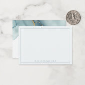 Carte De Correspondance Monogrammes simples Dusty Blue Gold Couple (Devant/Arrière en situation)