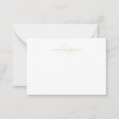 Carte De Correspondance Monorgramme Fille Chic Vert Script (Devant)