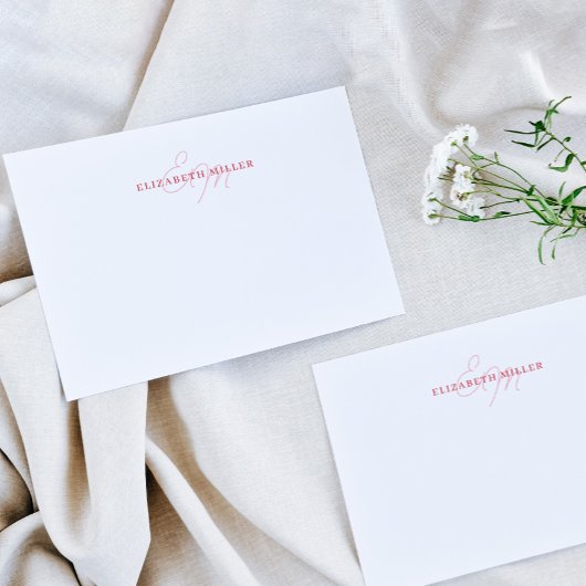 Carte De Correspondance Monorgramme Giri Chic Blush Pink 2 Script