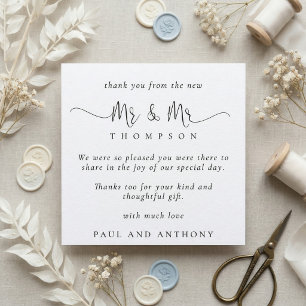 Carte De Correspondance Monsieur Monsieur Stylish Script Mariage Remerciem