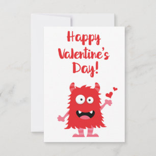 Carte De Correspondance Monstre Cartoon Rouge Heureuse Sainte-Valentin