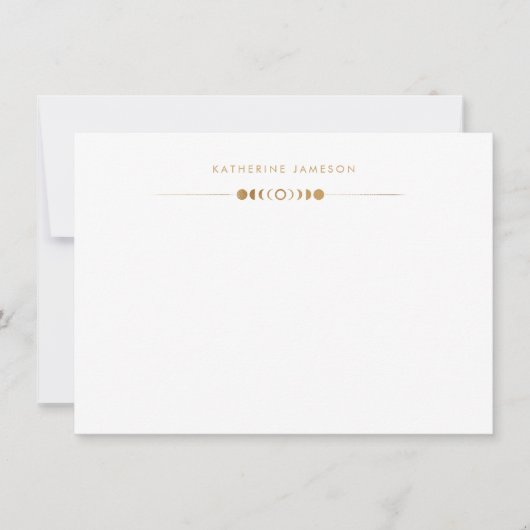 Carte De Correspondance Moon Phases Golden Monogram Note Card (Devant)