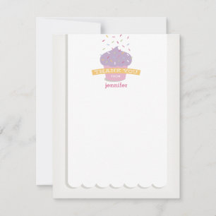 Carte De Correspondance Mot de remerciement aux paillettes de Cupcake