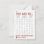 Carte De Correspondance Mot mignon Recherche Saint Valentin (Devant)