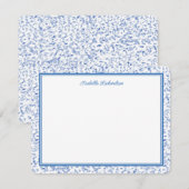 Carte De Correspondance Motif à points bleu français chic (Devant / Derrière)