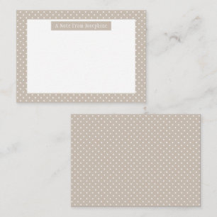 Carte De Correspondance Motif à pois blanc sur beige avec texte personnali