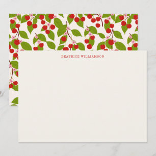 Carte De Correspondance Motif aquarelle de cerise mignonne personnalisé