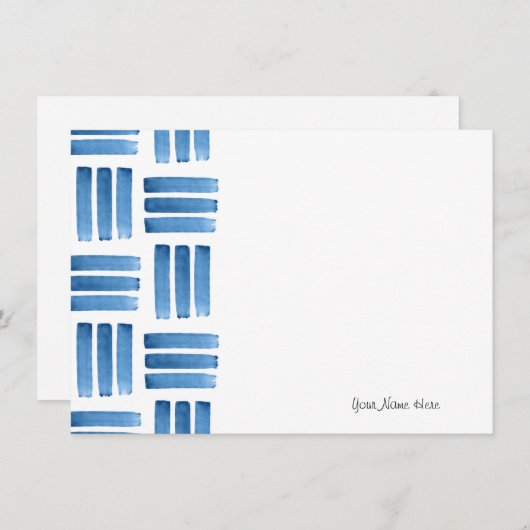 Carte De Correspondance Motif Bleu Brushstrokies (Devant / Derrière)