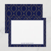 Carte De Correspondance Motif bleu or et marine (Devant / Derrière)