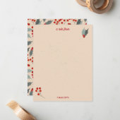 Carte De Correspondance Motif botanique de Noël à la baie de houx moderne (Devant/Arrière en situation)