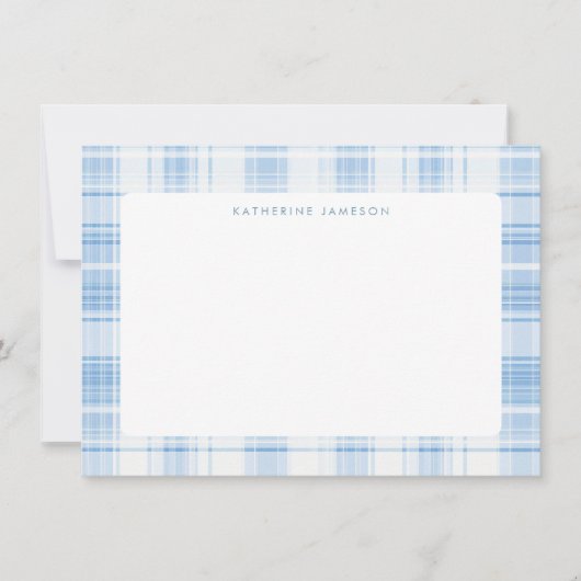 Carte De Correspondance Motif carreau côtier bleu monogramme (Devant)