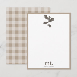 Carte De Correspondance Motif carreauté taupe de l'automne Moderne Monogra