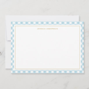 Carte De Correspondance Motif chic bleu clair En vichy