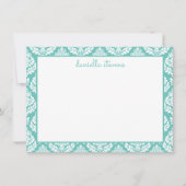 Carte De Correspondance Motif Damas Mint Green plat personnalisé (Devant)