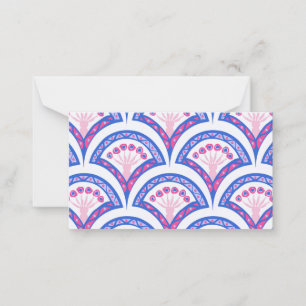 Carte De Correspondance motif damassé floral bleu
