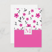 Carte De Correspondance Motif d'aquarelle rose chaud cinq pétales (Devant / Derrière)