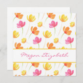 Carte De Correspondance Motif d'aquarelle rose jaune (Devant / Derrière)