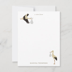 Carte De Correspondance Motif de bébé nouveau-né garçon fille cigogne