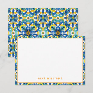 Carte De Correspondance Motif de carrelage méditerranéen personnalisé