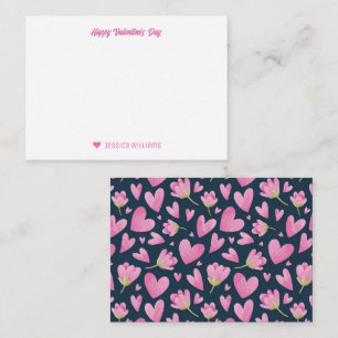 Carte De Correspondance Motif de cœur floral rose vintage pour la Saint-Va