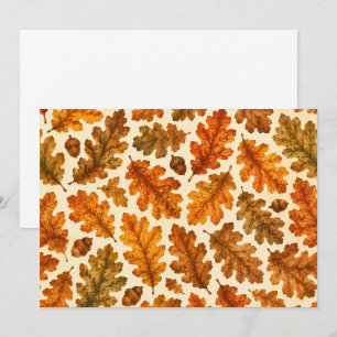 Carte De Correspondance Motif de feuilles de chêne d'automne Esthétique
