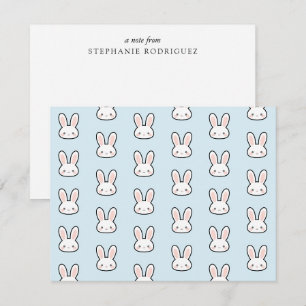 Carte De Correspondance Motif de lapin personnalisé visage de lapin mignon