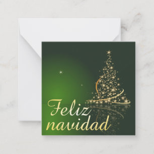 Carte De Correspondance Motif de Noël vert avec arbre de Noël.