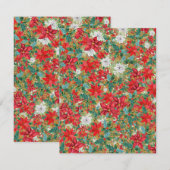 Carte De Correspondance Motif de Poinsettia de Noël (Devant / Derrière)