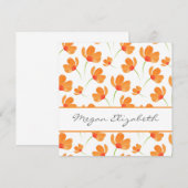 Carte De Correspondance Motif de Poppies d'aquarelle orange (Devant / Derrière)