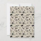 Carte De Correspondance Motif de tatouage dessiné à la main noir et beige (Dos)