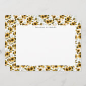 Carte De Correspondance Motif de tournesol Boho (Devant / Derrière)