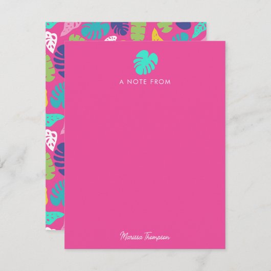 Carte De Correspondance Motif Feuille d'été de couleur vive (Devant / Derrière)