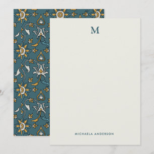 Carte De Correspondance Motif Floral moderne Monogramme & Nom