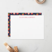 Carte De Correspondance Motif fraise Nom (Devant/Arrière en situation)