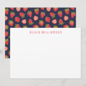 Carte De Correspondance Motif fraise Nom (Devant / Derrière)