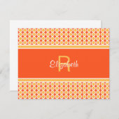 Carte De Correspondance Motif géométrique monographique jaune orange perso (Devant / Derrière)