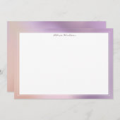 Carte De Correspondance Motif Métallique Moderne Rose Et Or (Devant / Derrière)