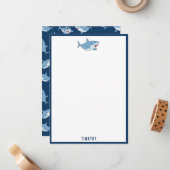 Carte De Correspondance Motif océan avec de grands requins blancs mignons (Devant/Arrière en situation)