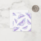 Carte De Correspondance Motif papillon violet aquarelle (Devant/Arrière en situation)