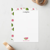 Carte De Correspondance Motif Pastèque Rose & Vert Été (Devant/Arrière en situation)