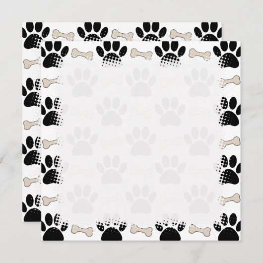 Carte De Correspondance Motif Pâtes Et Os (Devant / Derrière)