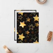 Carte De Correspondance Motif sans couture avec des étoiles dorées (Devant/Arrière en situation)