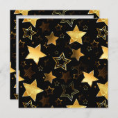 Carte De Correspondance Motif sans couture avec des étoiles dorées (Devant / Derrière)