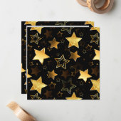 Carte De Correspondance Motif sans couture avec des étoiles dorées (Devant/Arrière en situation)
