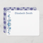 Carte De Correspondance Motif Vacances Bleu Flocon de Neige Hiver Chic (Devant / Derrière)