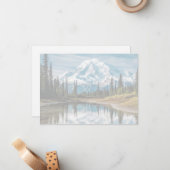 Carte De Correspondance Mount Rainier Scene Flat Note Card (Devant/Arrière en situation)