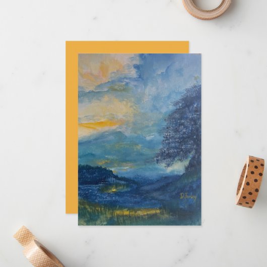 Carte De Correspondance Mountain Blues \Flat Note Card (Devant/Arrière en situation)